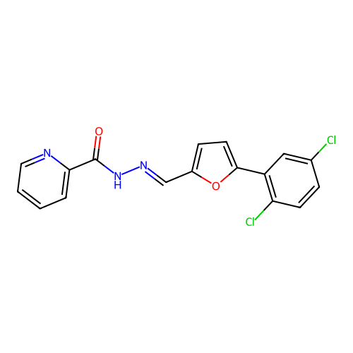 N'-{(E)-[5-(2,5-dichlorophenyl)furan-2-yl]methylidene}pyridine-2-carbohydrazide structure