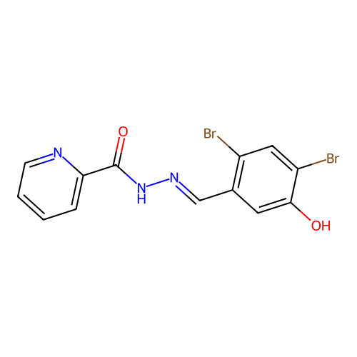 N-[(E)-(2,4-dibromo-5-hydroxyphenyl)methylideneamino]pyridine-2-carboxamide structure