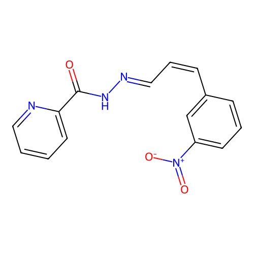 N-[[(Z)-3-(3-nitrophenyl)prop-2-enylidene]amino]picolinamide structure