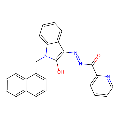 (E)-N'-(1-(naphthalen-1-ylmethyl)-2-oxoindolin-3-ylidene)picolinohydrazide structure