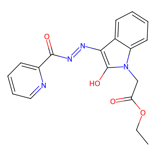 (Z)-ethyl 2-(2-oxo-3-(2-picolinoylhydrazono)indolin-1-yl)acetate structure