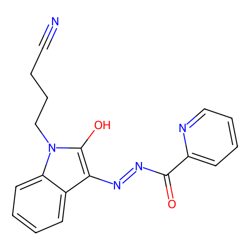 (E)-N'-(1-(3-cyanopropyl)-2-oxoindolin-3-ylidene)picolinohydrazide structure