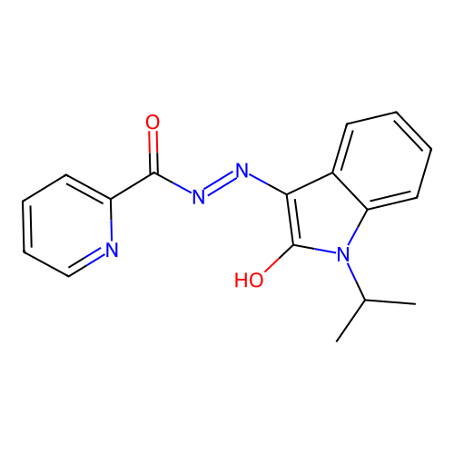 (E)-N'-(1-isopropyl-2-oxoindolin-3-ylidene)picolinohydrazide structure
