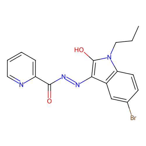 (E)-N'-(5-bromo-2-oxo-1-propylindolin-3-ylidene)picolinohydrazide structure