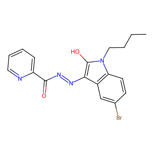 (E)-N'-(5-bromo-1-butyl-2-oxoindolin-3-ylidene)picolinohydrazide structure