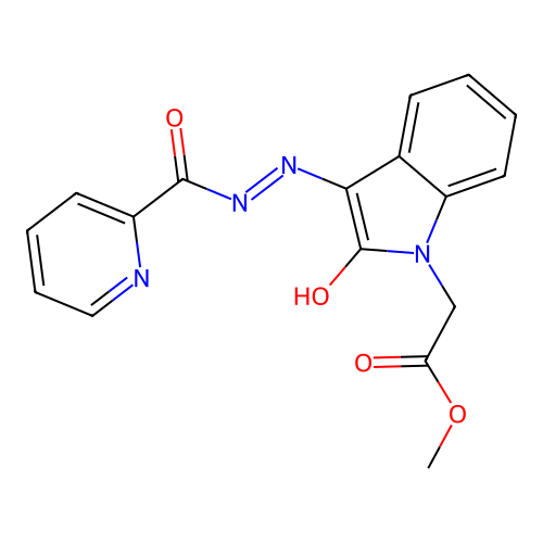 (E)-methyl 2-(2-oxo-3-(2-picolinoylhydrazono)indolin-1-yl)acetate structure