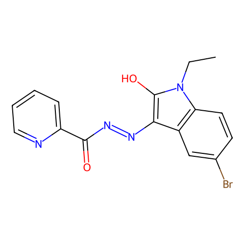 (E)-N'-(5-bromo-1-ethyl-2-oxoindolin-3-ylidene)picolinohydrazide structure
