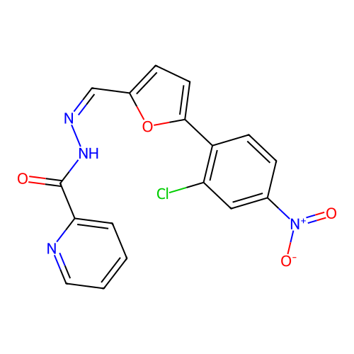 N'-{(Z)-[5-(2-chloro-4-nitrophenyl)furan-2-yl]methylidene}pyridine-2-carbohydrazide structure