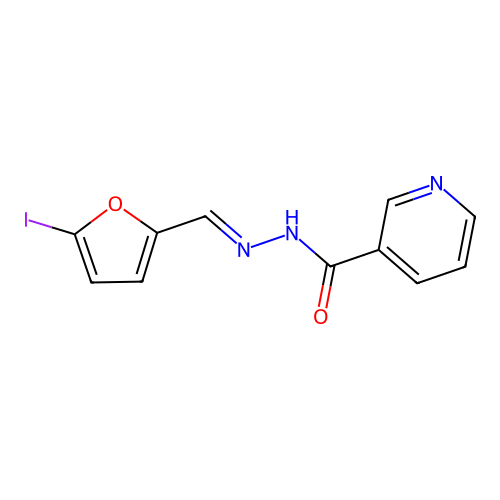 N-[(E)-(5-iodofuran-2-yl)methylideneamino]pyridine-3-carboxamide structure