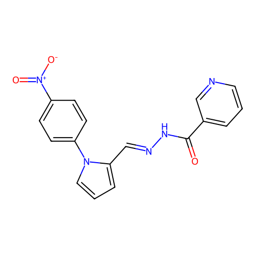 N-[(E)-[1-(4-nitrophenyl)pyrrol-2-yl]methylideneamino]pyridine-3-carboxamide structure