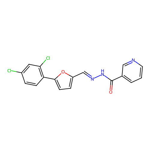 N'-{(E)-[5-(2,4-dichlorophenyl)furan-2-yl]methylidene}pyridine-3-carbohydrazide structure