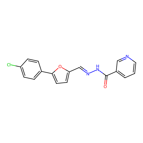 N-[(E)-[5-(4-chlorophenyl)furan-2-yl]methylideneamino]pyridine-3-carboxamide structure