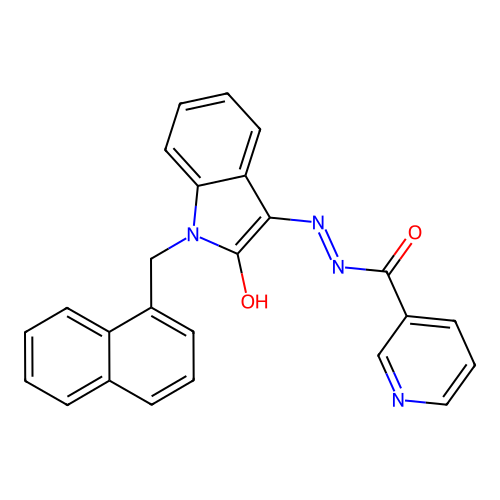 (E)-N'-(1-(naphthalen-1-ylmethyl)-2-oxoindolin-3-ylidene)nicotinohydrazide structure