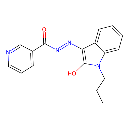 N'-[(3Z)-2-oxo-1-propyl-1,2-dihydro-3H-indol-3-ylidene]pyridine-3-carbohydrazide structure