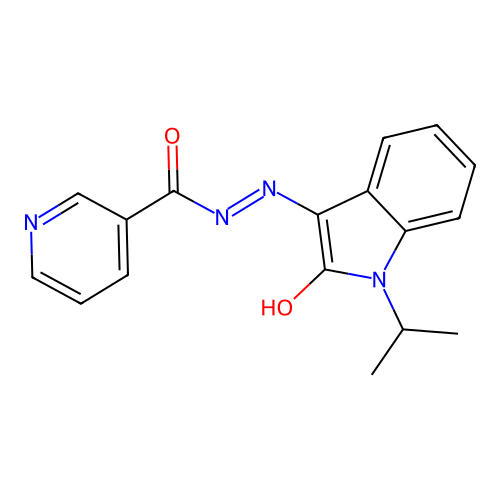 (E)-N'-(1-isopropyl-2-oxoindolin-3-ylidene)nicotinohydrazide structure