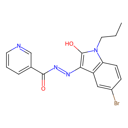 (E)-N'-(5-bromo-2-oxo-1-propylindolin-3-ylidene)nicotinohydrazide structure