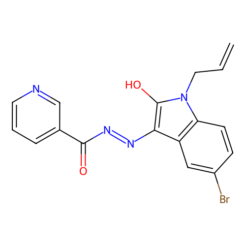 (E)-N'-(1-allyl-5-bromo-2-oxoindolin-3-ylidene)nicotinohydrazide structure
