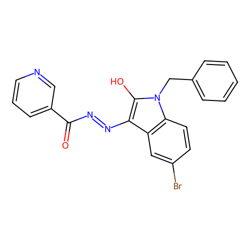 (E)-N'-(1-benzyl-5-bromo-2-oxoindolin-3-ylidene)nicotinohydrazide structure