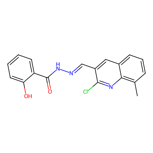 2-Hydroxy-benzoic acid [1-(2-chloro-8-methyl-quinolin-3-yl)-meth-(E)-ylidene]-hydrazide structure