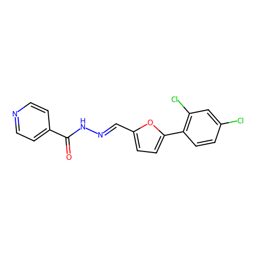 N'-{(E)-[5-(2,4-dichlorophenyl)furan-2-yl]methylidene}pyridine-4-carbohydrazide structure
