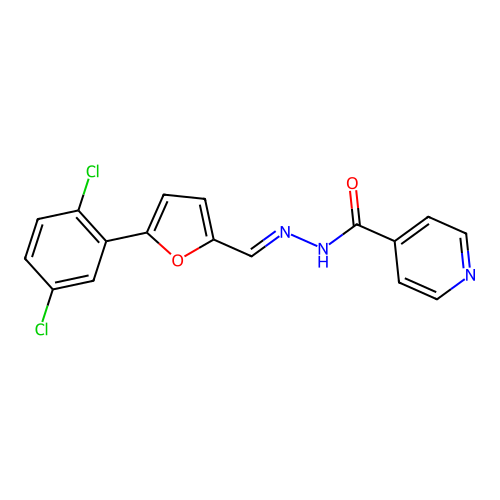Isonicotinic acid [5-(2,5-dichloro-phenyl)-furan-2-ylmethylene]-hydrazide structure