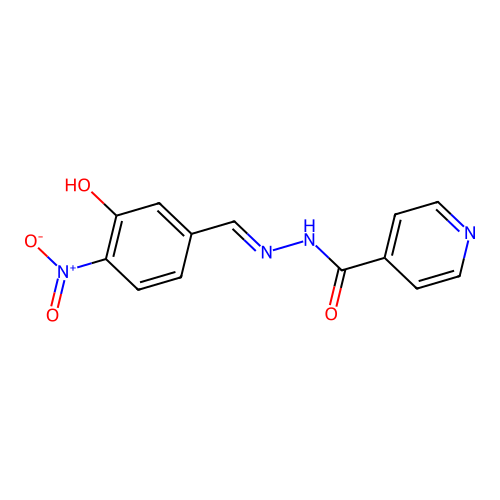 N'-[(E)-(3-hydroxy-4-nitrophenyl)methylidene]pyridine-4-carbohydrazide structure