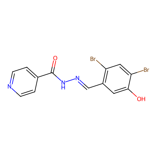 N-[(E)-(2,4-dibromo-5-hydroxyphenyl)methylideneamino]pyridine-4-carboxamide structure