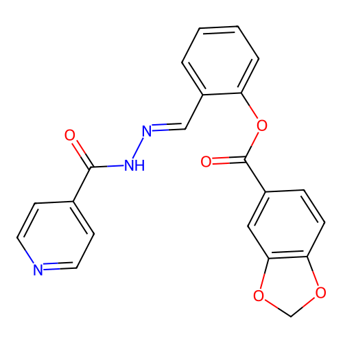 2-{(E)-[2-(pyridin-4-ylcarbonyl)hydrazinylidene]methyl}phenyl 1,3-benzodioxole-5-carboxylate structure