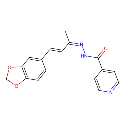 (Z)-N'-((E)-4-(benzo[d][1,3]dioxol-5-yl)but-3-en-2-ylidene)isonicotinohydrazide structure