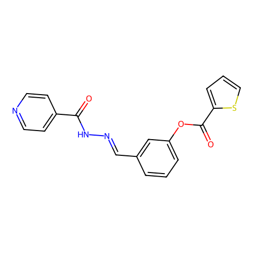 3-{(E)-[2-(pyridin-4-ylcarbonyl)hydrazinylidene]methyl}phenyl thiophene-2-carboxylate structure
