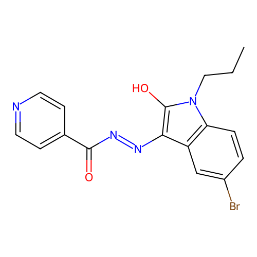 (E)-N'-(5-bromo-2-oxo-1-propylindolin-3-ylidene)isonicotinohydrazide structure