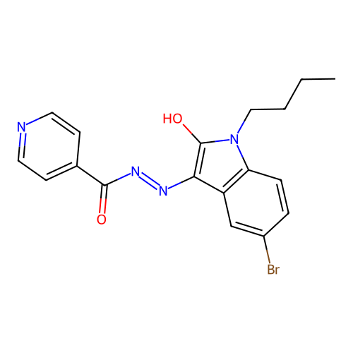 (E)-N'-(5-bromo-1-butyl-2-oxoindolin-3-ylidene)isonicotinohydrazide structure