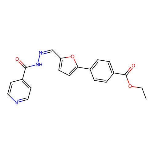 ethyl 4-(5-{(Z)-[2-(pyridin-4-ylcarbonyl)hydrazinylidene]methyl}furan-2-yl)benzoate structure