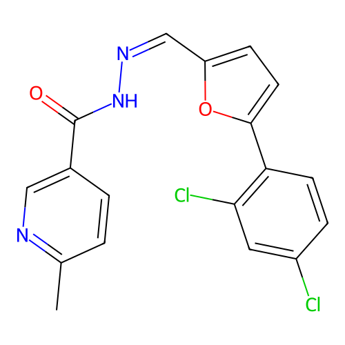 N'-{(Z)-[5-(2,4-dichlorophenyl)furan-2-yl]methylidene}-6-methylpyridine-3-carbohydrazide structure