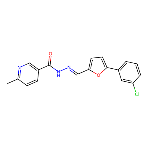 (E)-N'-((5-(3-chlorophenyl)furan-2-yl)methylene)-6-methylnicotinohydrazide structure