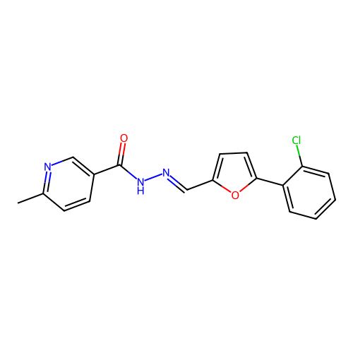 (E)-N'-((5-(2-chlorophenyl)furan-2-yl)methylene)-6-methylnicotinohydrazide structure