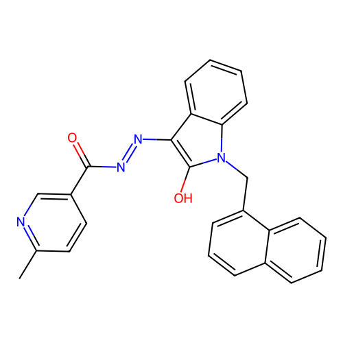 6-methyl-N'-[(3E)-1-(naphthalen-1-ylmethyl)-2-oxo-1,2-dihydro-3H-indol-3-ylidene]pyridine-3-carbohydrazide structure