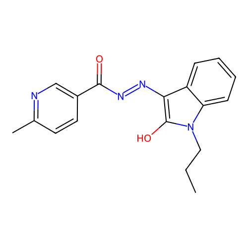 (E)-6-methyl-N'-(2-oxo-1-propylindolin-3-ylidene)nicotinohydrazide structure