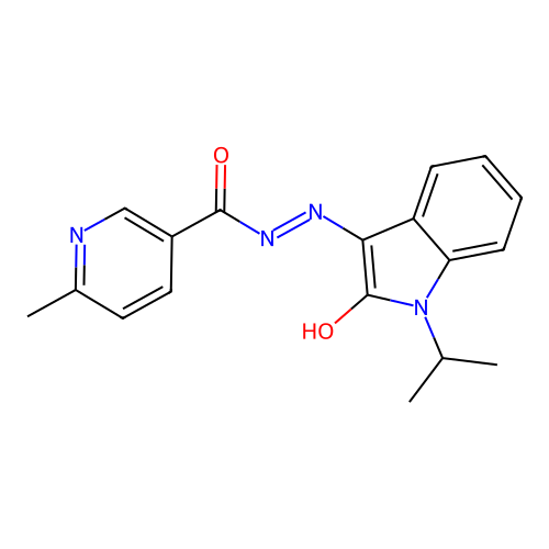 (E)-N'-(1-isopropyl-2-oxoindolin-3-ylidene)-6-methylnicotinohydrazide structure