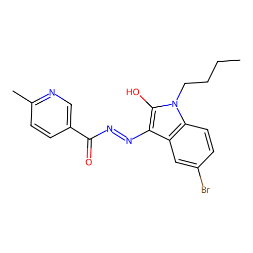 (E)-N'-(5-bromo-1-butyl-2-oxoindolin-3-ylidene)-6-methylnicotinohydrazide structure