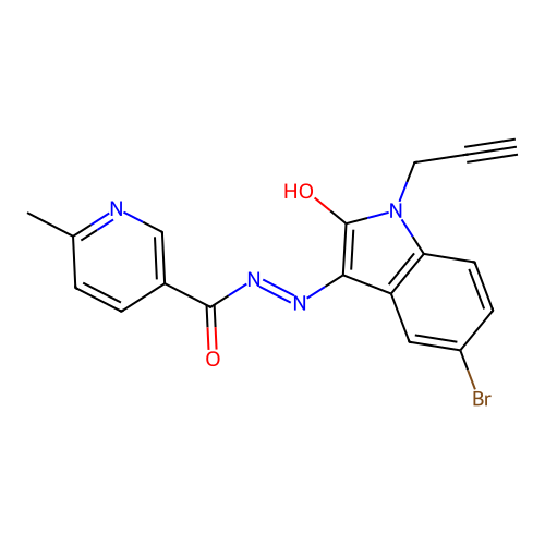 (E)-N'-(5-bromo-2-oxo-1-(prop-2-yn-1-yl)indolin-3-ylidene)-6-methylnicotinohydrazide structure