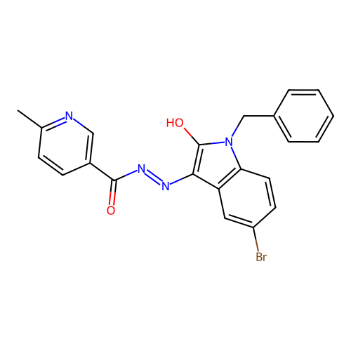 (E)-N'-(1-benzyl-5-bromo-2-oxoindolin-3-ylidene)-6-methylnicotinohydrazide structure