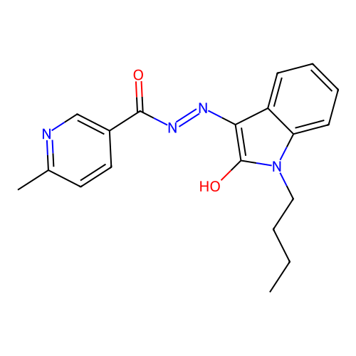 (E)-N'-(1-butyl-2-oxoindolin-3-ylidene)-6-methylnicotinohydrazide structure