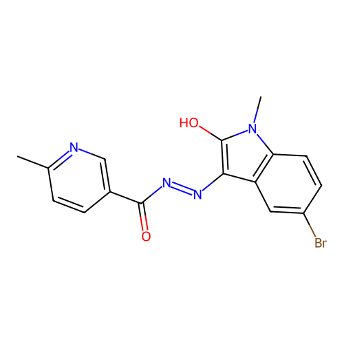 (E)-N'-(5-bromo-1-methyl-2-oxoindolin-3-ylidene)-6-methylnicotinohydrazide structure