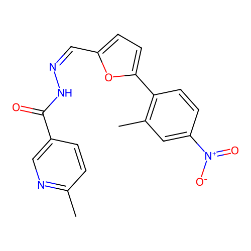 6-methyl-N'-{(Z)-[5-(2-methyl-4-nitrophenyl)furan-2-yl]methylidene}pyridine-3-carbohydrazide structure