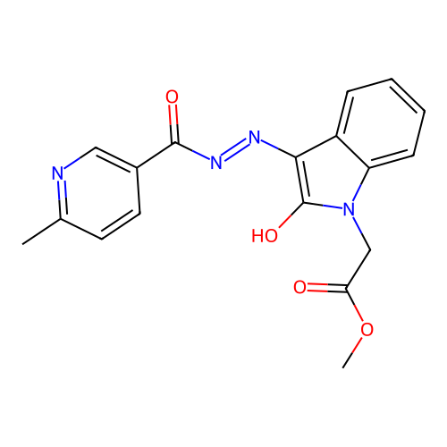 (E)-methyl 2-(3-(2-(6-methylnicotinoyl)hydrazono)-2-oxoindolin-1-yl)acetate structure