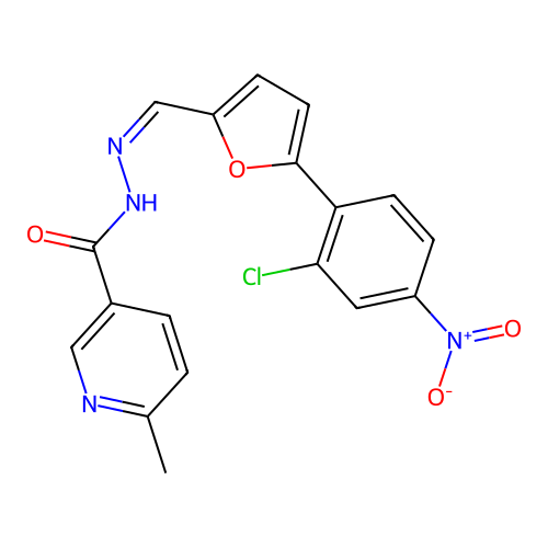 N'-{(Z)-[5-(2-chloro-4-nitrophenyl)furan-2-yl]methylidene}-6-methylpyridine-3-carbohydrazide structure
