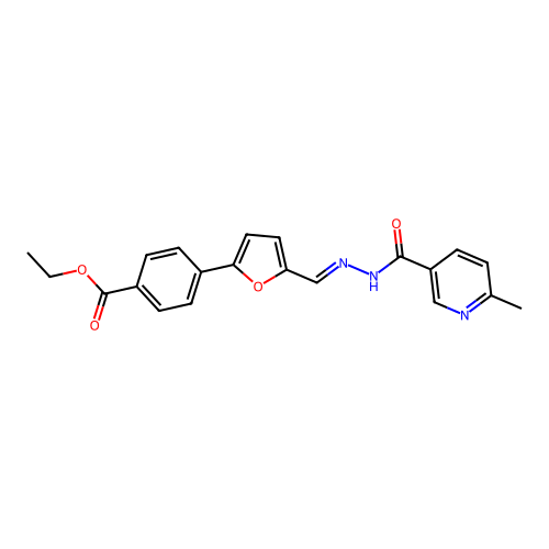 (E)-ethyl 4-(5-((2-(6-methylnicotinoyl)hydrazono)methyl)furan-2-yl)benzoate structure