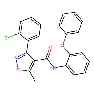 3-(2-chlorophenyl)-5-methyl-N-(2-phenoxyphenyl)-1,2-oxazole-4-carboxamide structure