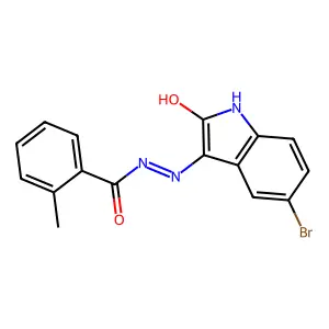 (Z)-N'-(5-bromo-2-oxoindolin-3-ylidene)-2-methylbenzohydrazide structure